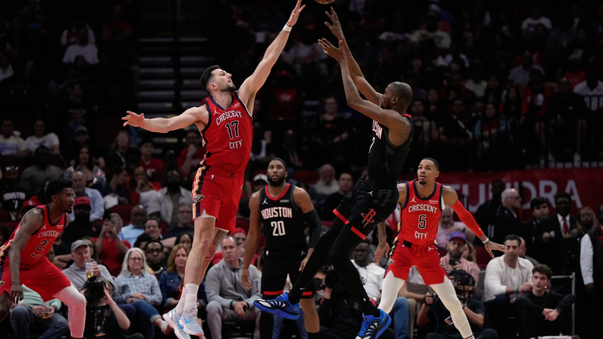 Kevin Durant in action on the court for the Houston Rockets.