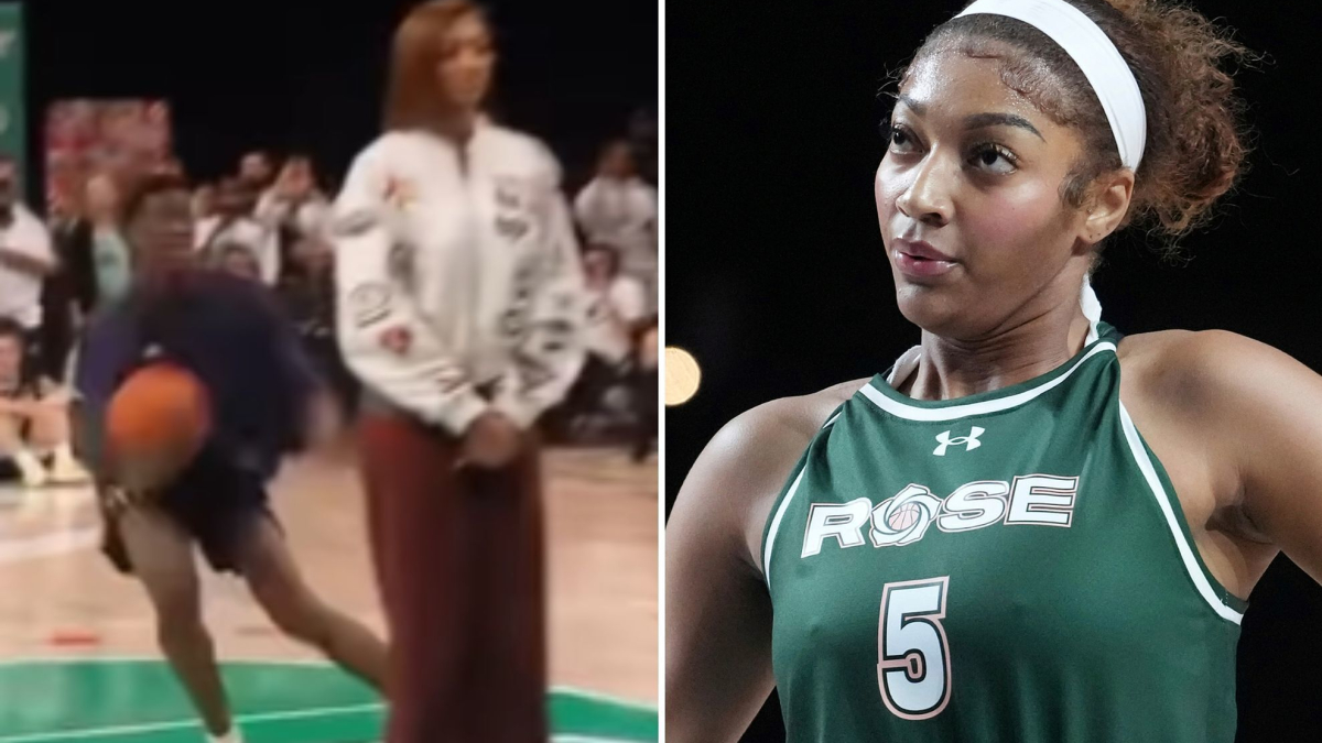 Angel Reese's facial expression over contact during AJ Dybantsa's dunk goes viral | MARCA