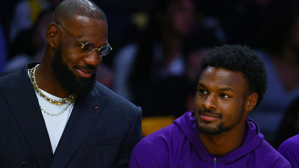 LeBron James sends message to Savannah while sitting next to Bronny on ...