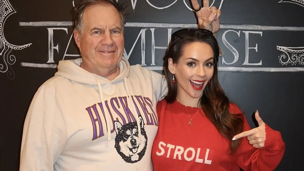 Bill Belichick trades the sidelines for pom-poms as he supports girlfriend Jordon Hudson