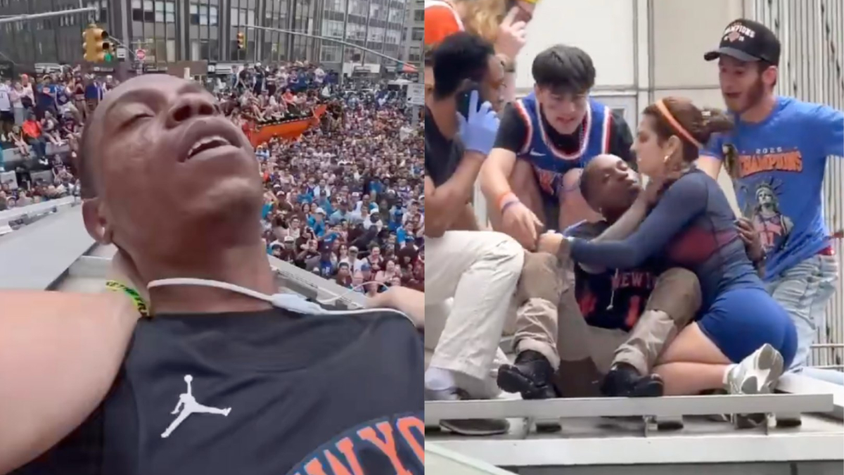 Knicks fan comes back to life and immediately tries to kiss the medic who  saved him