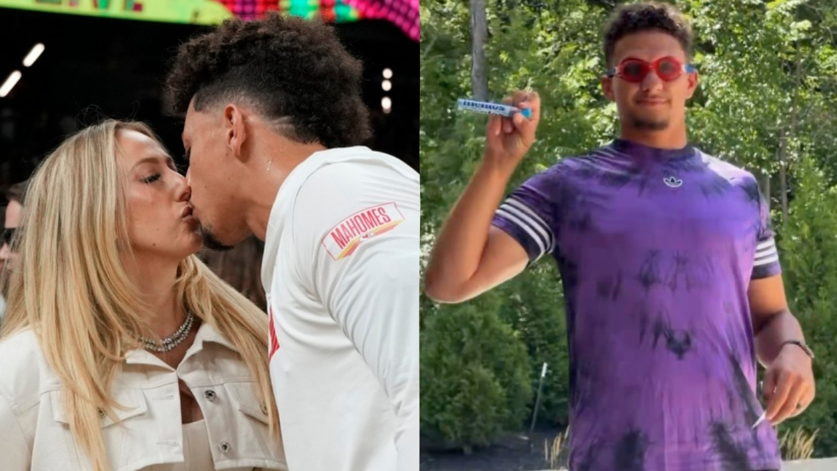 Patrick Mahomes takes on a backyard science experiment while his family gets the best view