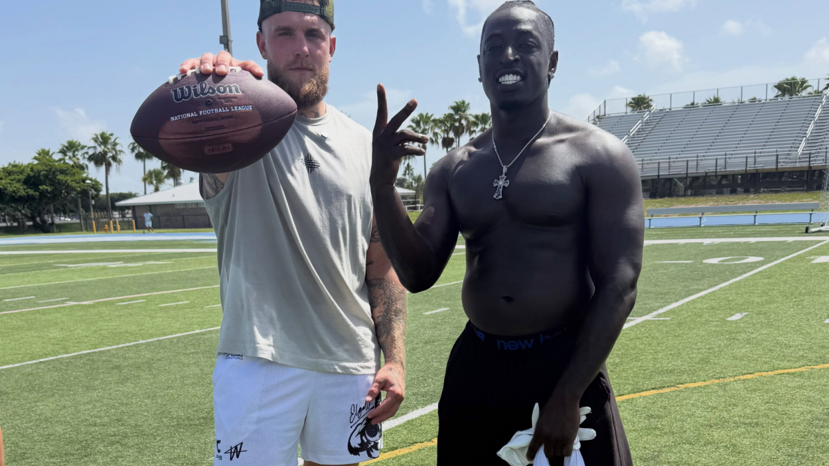 Jake Paul's NFL dream comes crashing down as he runs routes next to pro wide receiver