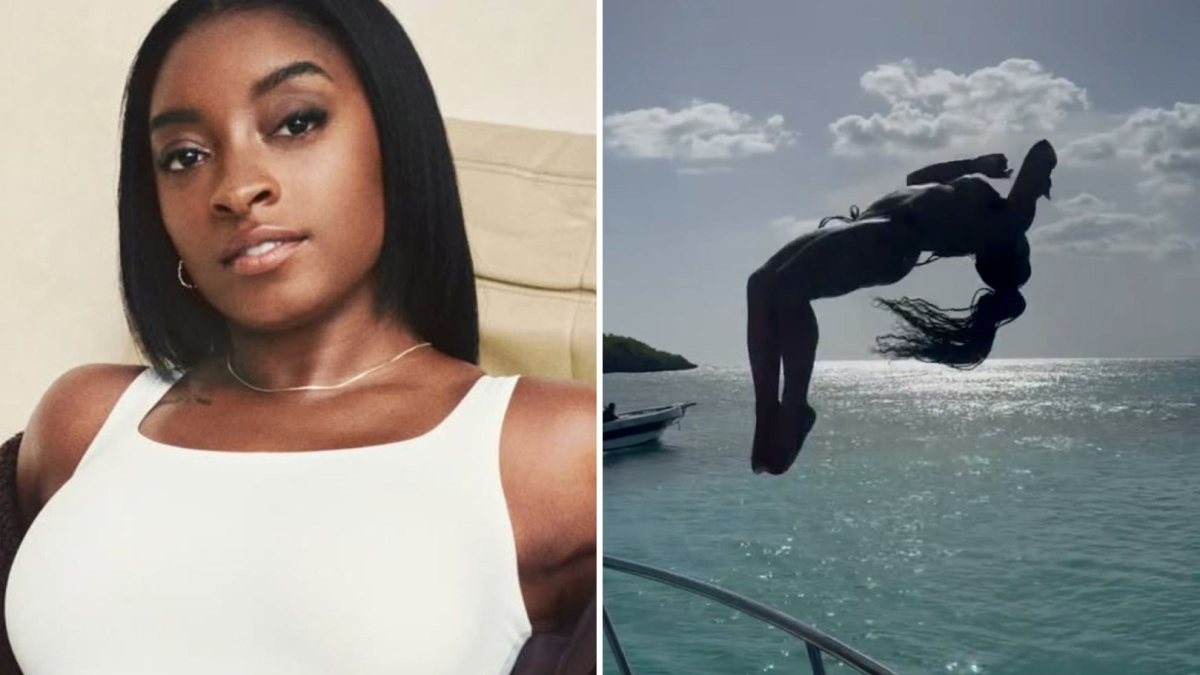 Simone Biles proves she’s still the queen of gymnastics with effortless backflip off a yacht
