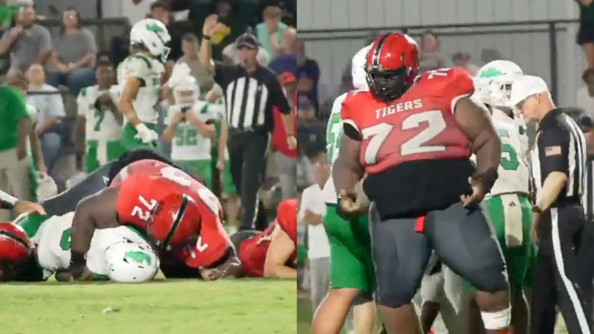 Nearly 400-pound high school lineman ‘Big Baby’ Jones makes running up the middle look impossible
