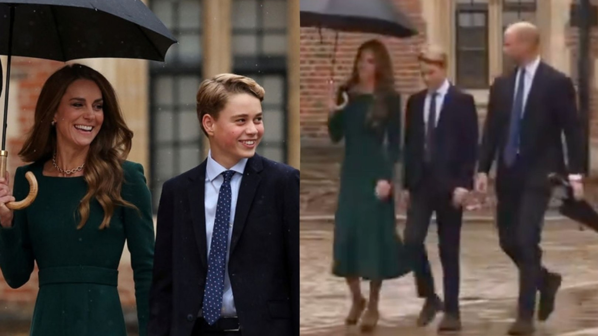 Prince George towers over Kate Middleton as he begins his new chapter at Eton