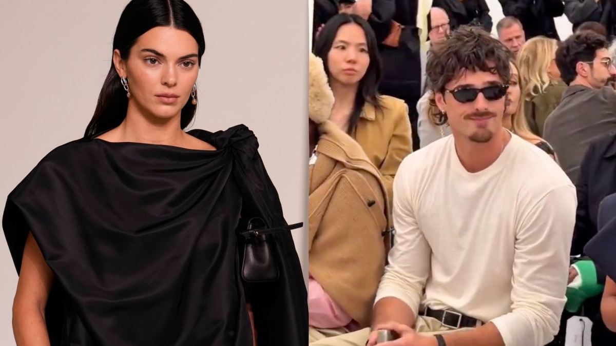 Jacob Elordi can’t contain his reaction as Kendall Jenner closes Bottega Veneta show