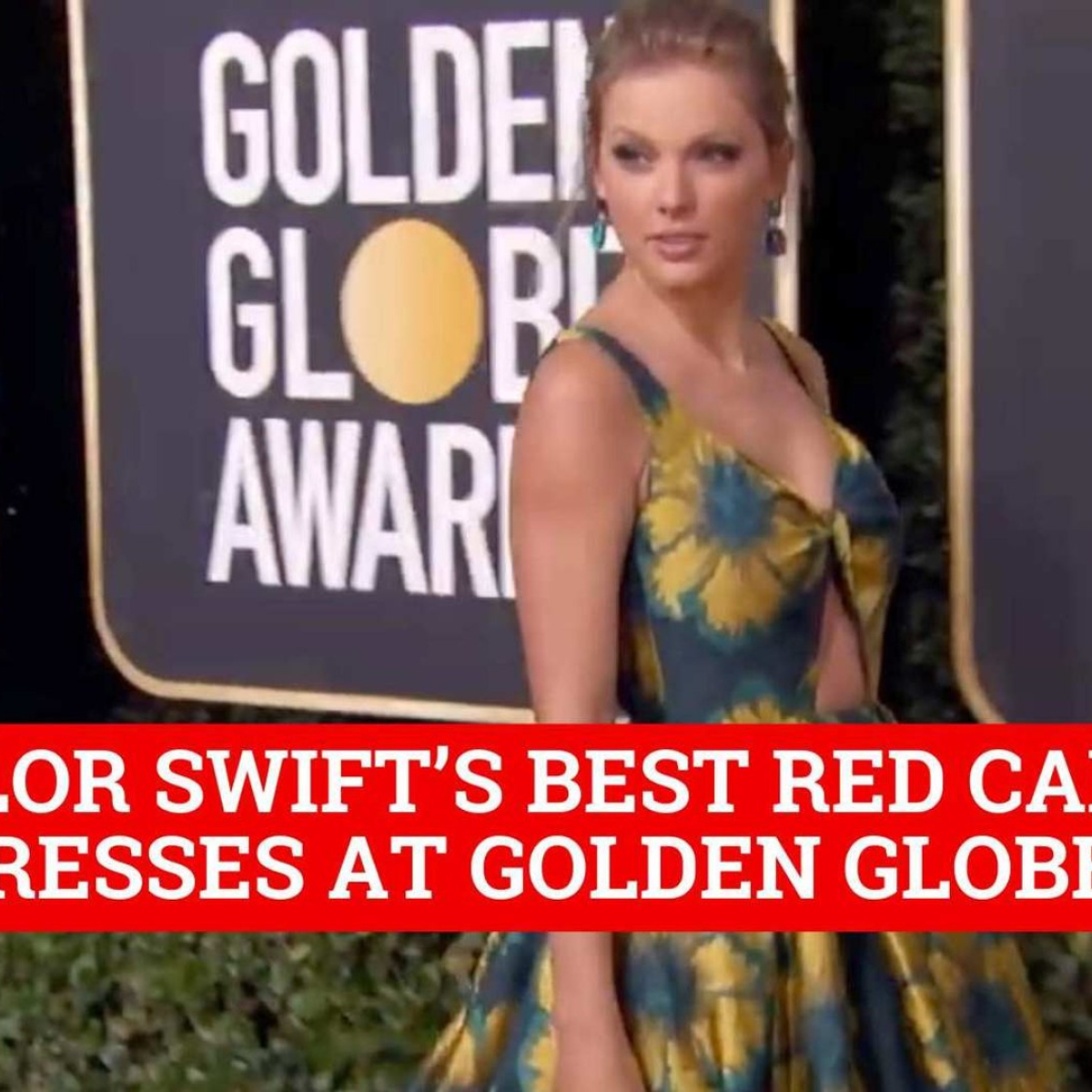 taylor swift gold dress red carpet Taylor Swift at the Golden Globes 2020: Red Carpet Photo
