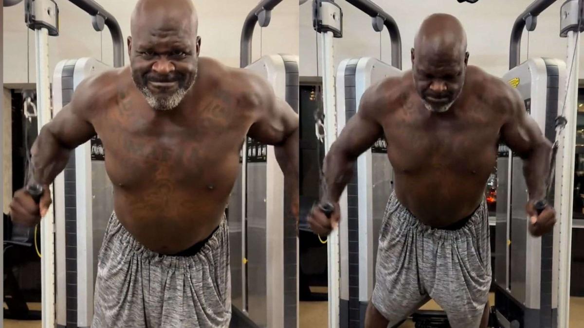 Shaq’s workout video sends social media into a frenzy over unexpected detail