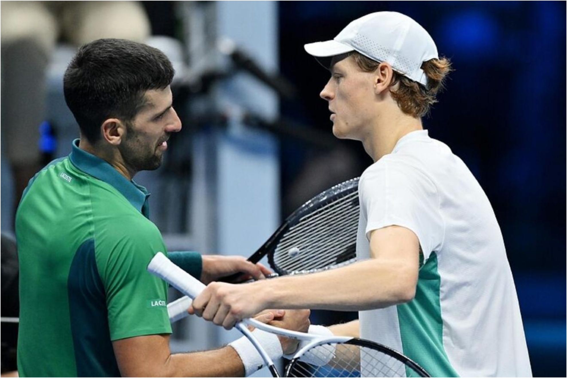 Novak Djokovic and Jannik Sinner, after a match.