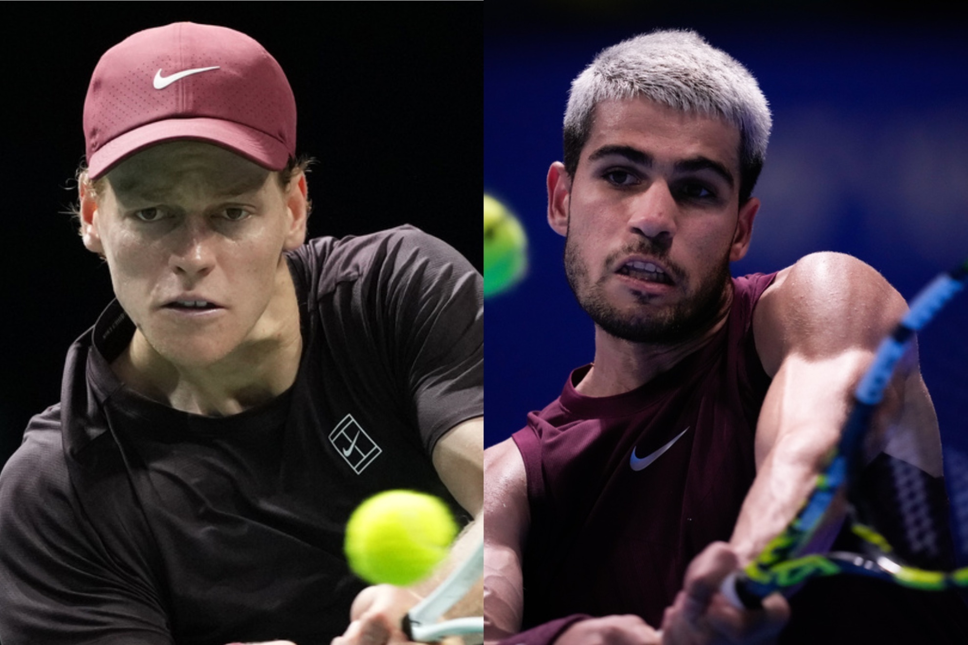 Jannik Sinner (L) and Carlos Alcaraz will seek to confirm their dominance of the circuit at the 2025 ATP Finals.