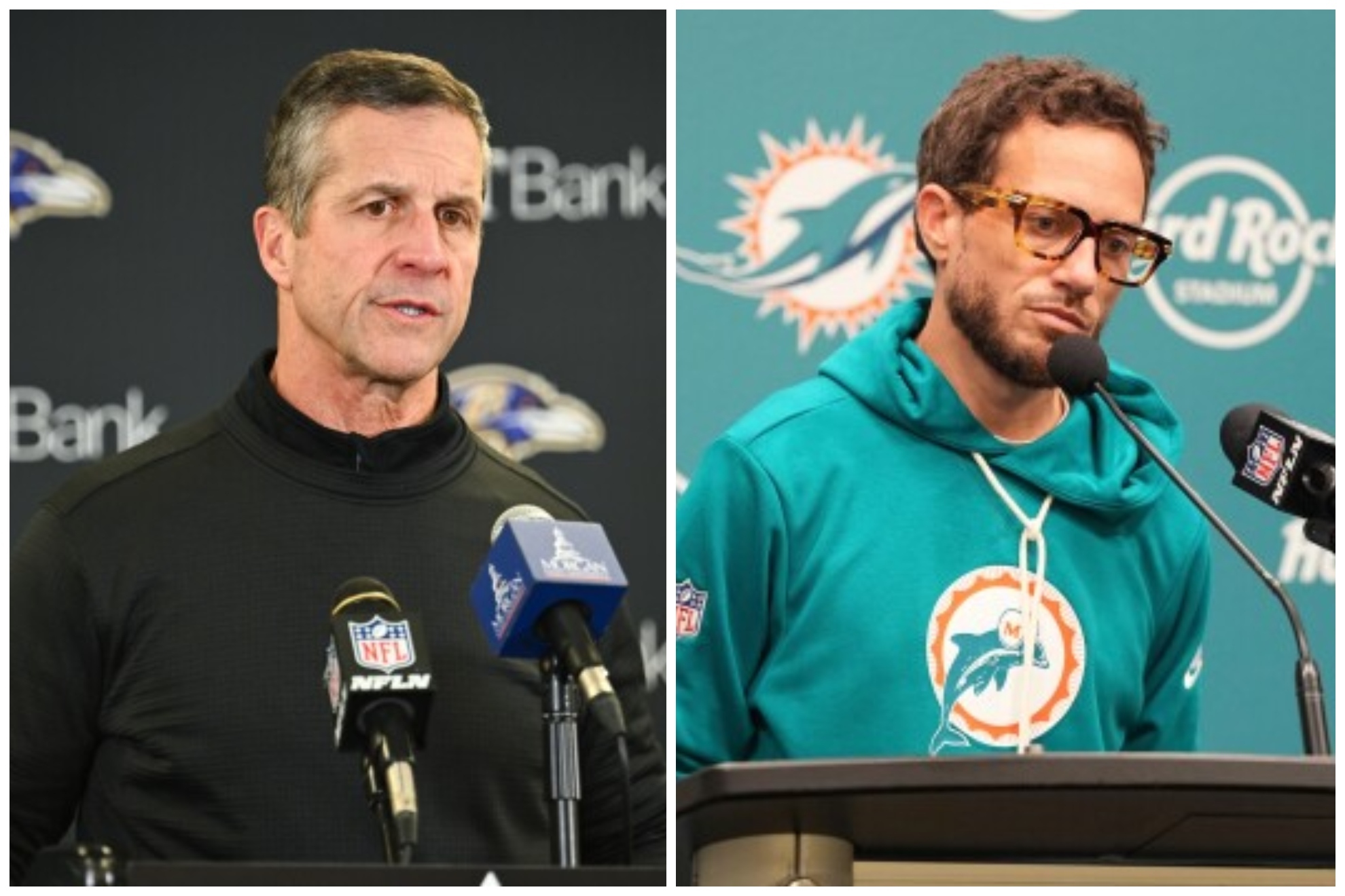 John Harbaugh and Mike McDaniel