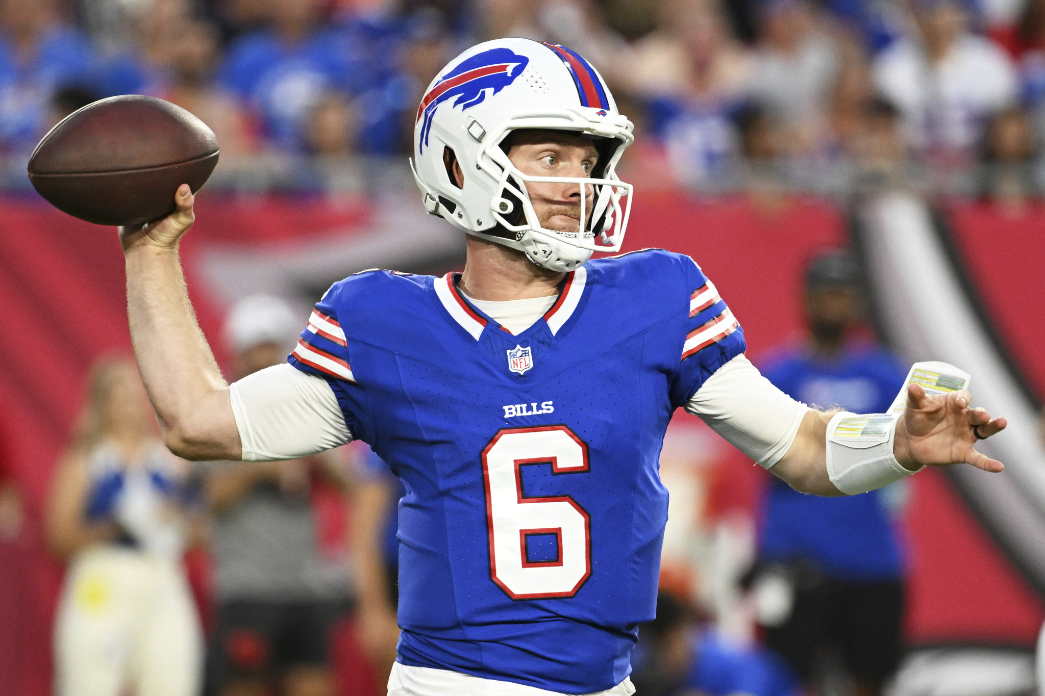 Shane Buechele with the Bills in August 2025