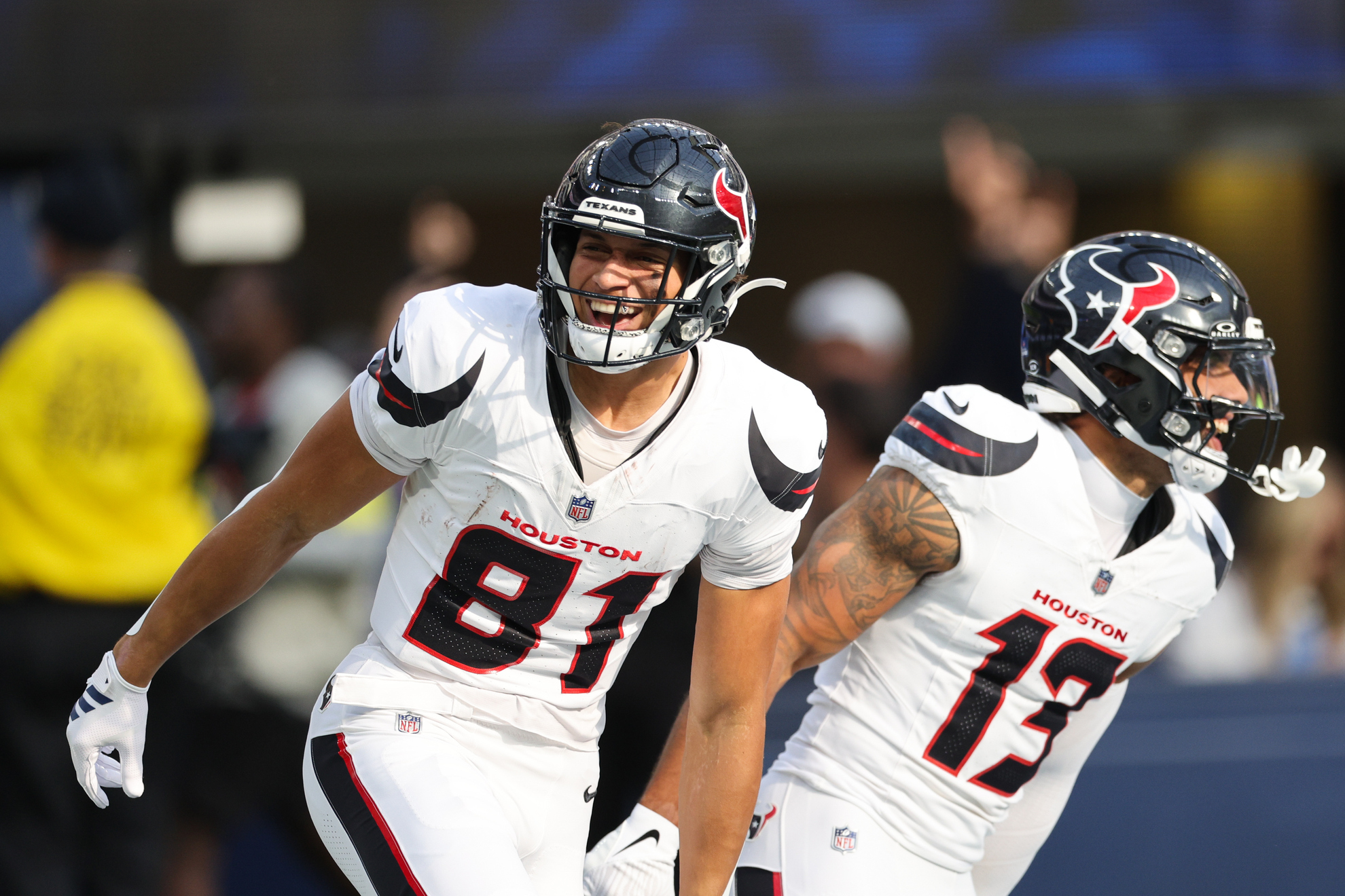 Jayden Higgins and Christian Kirk of the Texans