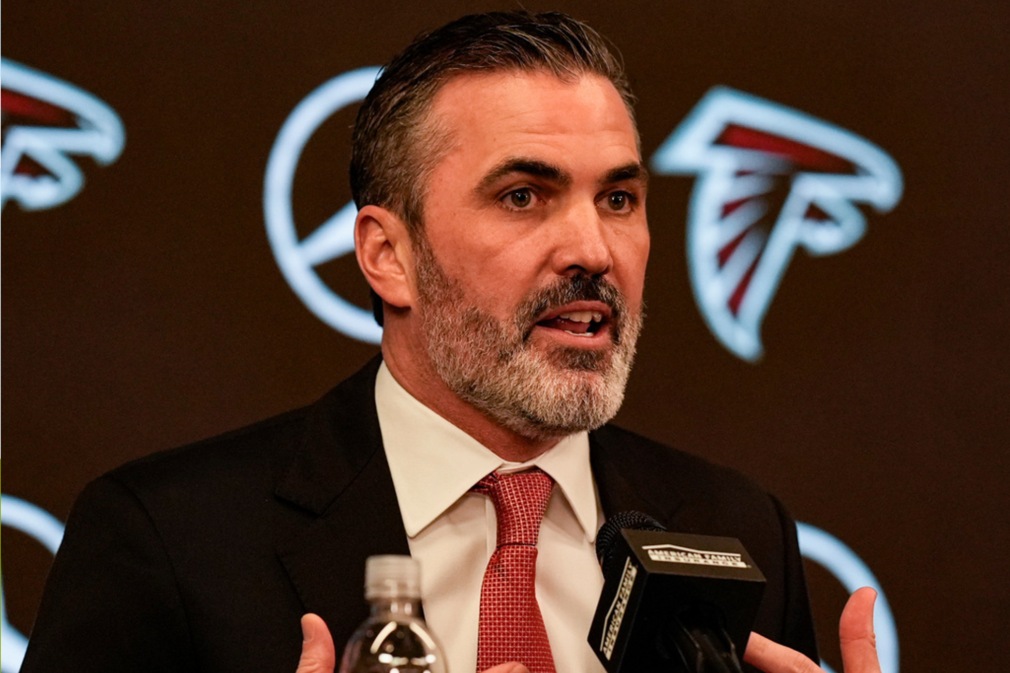 New Atlanta Falcons head coach Kevin Stefanski speaks during a NFL Atlanta Falcons news conference