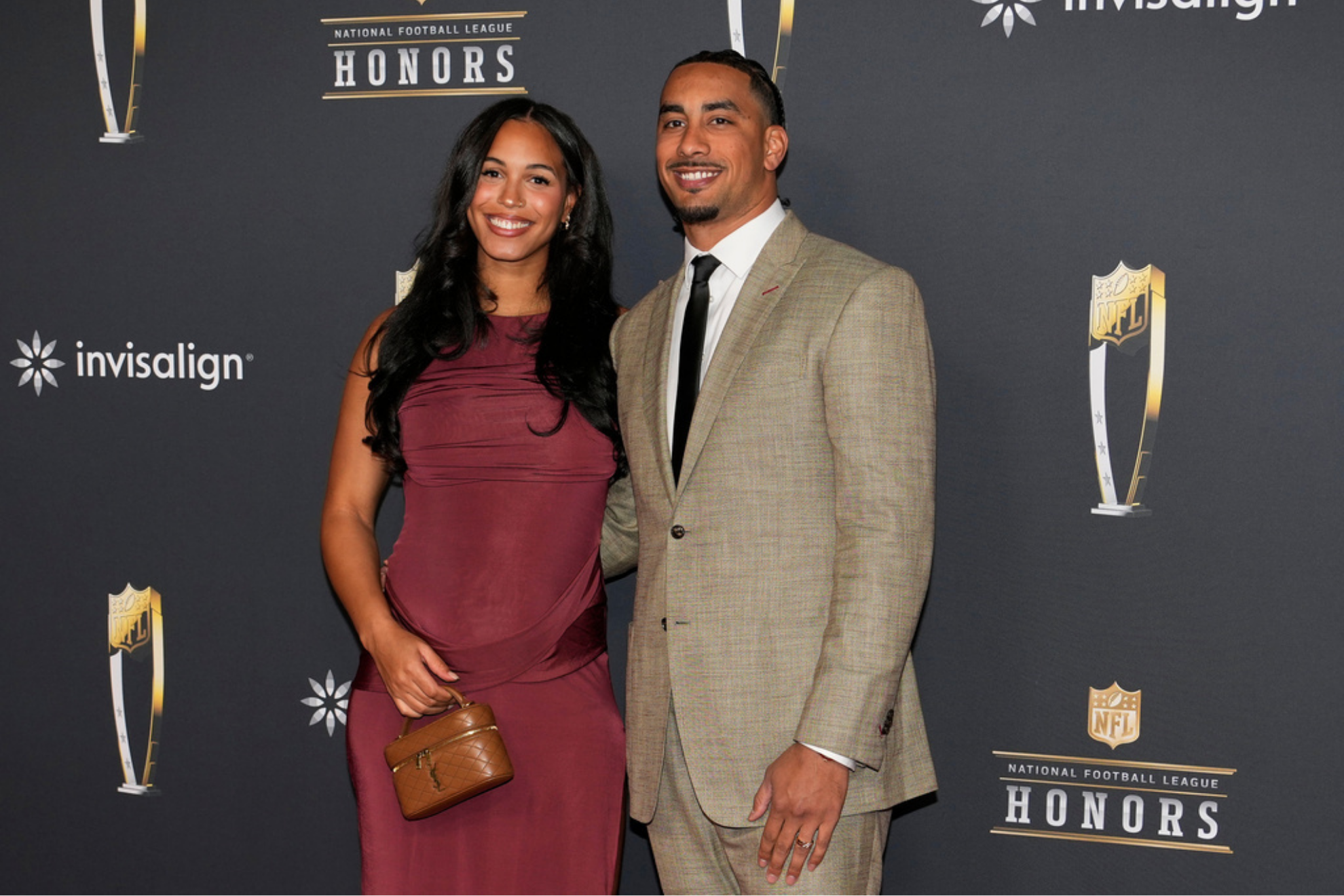 Green Bay Packers' Jordan Love, right, and his wife, Ronika Stone