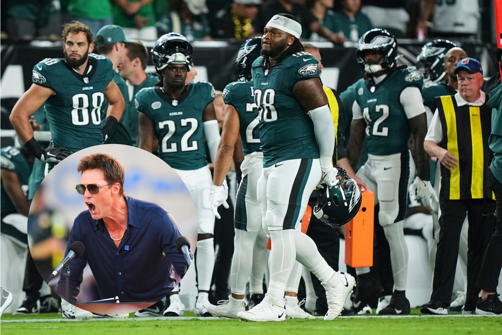 Tom Brady mocks Jalen Carter following Jayden Daniels' connection with Abdul Carter in Commanders vs. Giants game