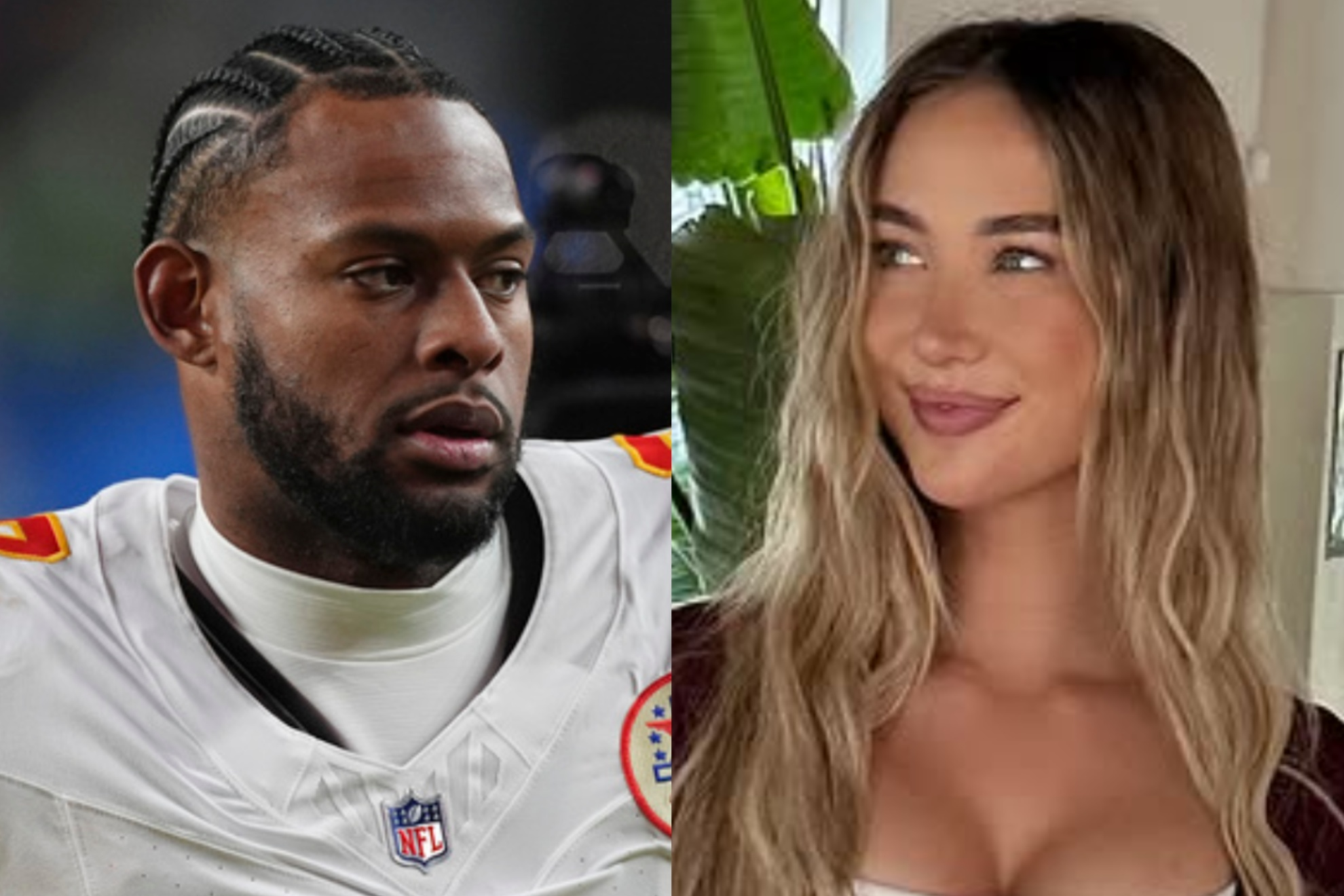 Chiefs' JuJu Smith-Schuster gets distracted by fiancée Laura Kruk's sizzling outfit before ...