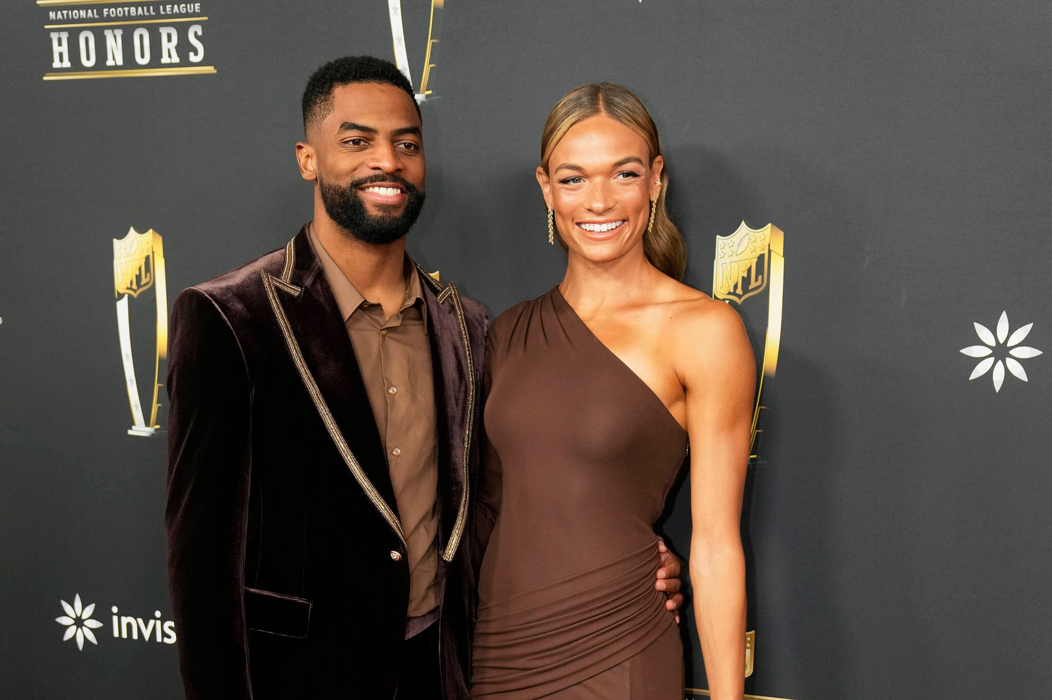Darius Slayton and Anna Hall at the 2025 NFL Honors award show