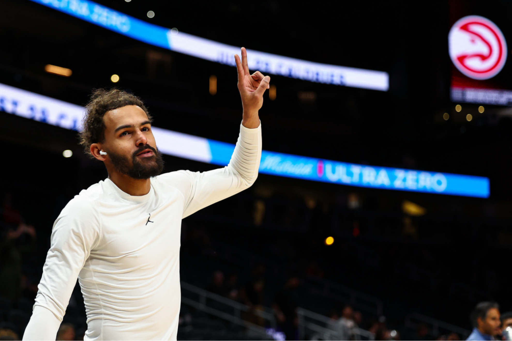 Atlanta Hawks guard Trae Young reacts