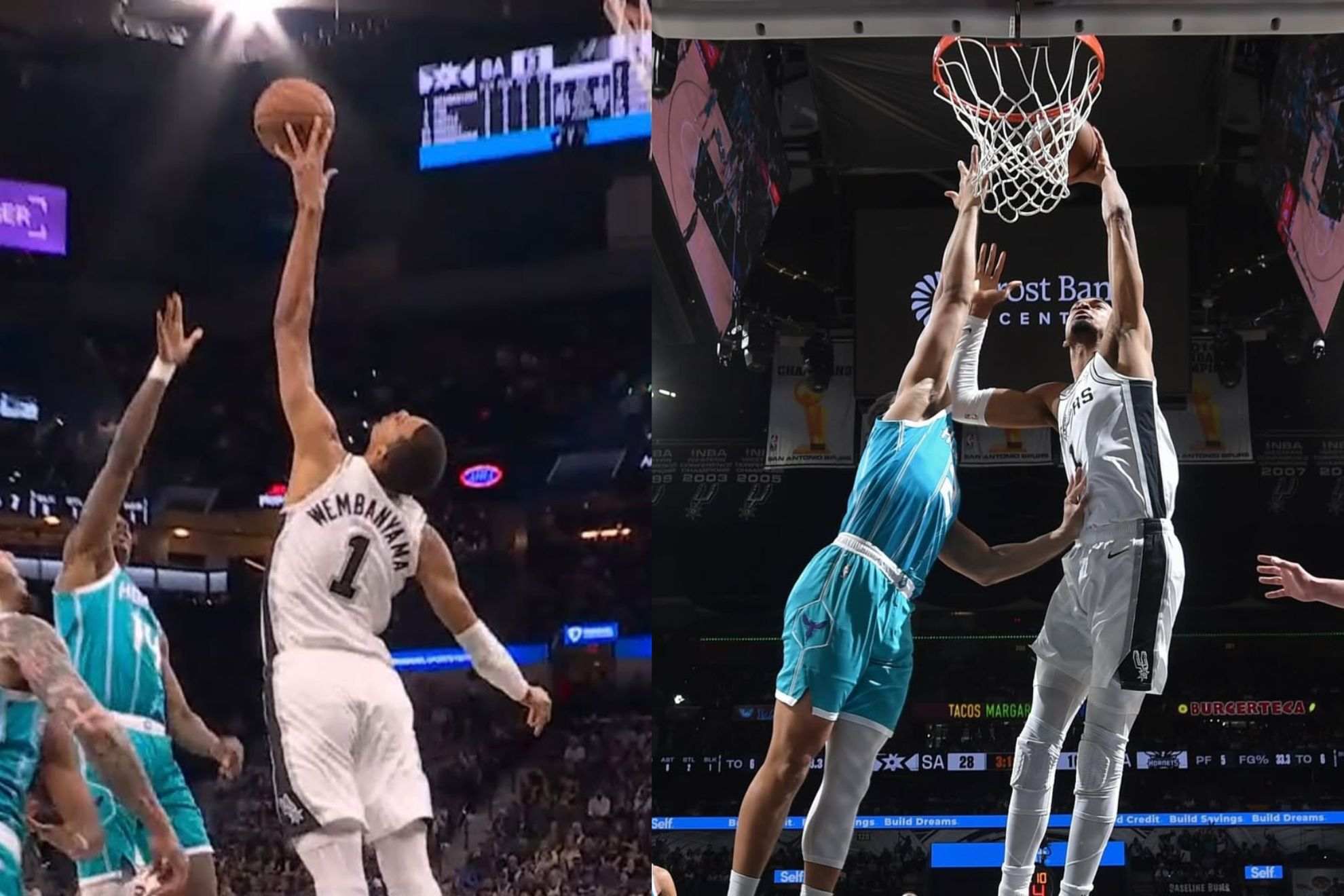 Victor Wembanyama plays at a monster level on both sides of the floor against Hornets