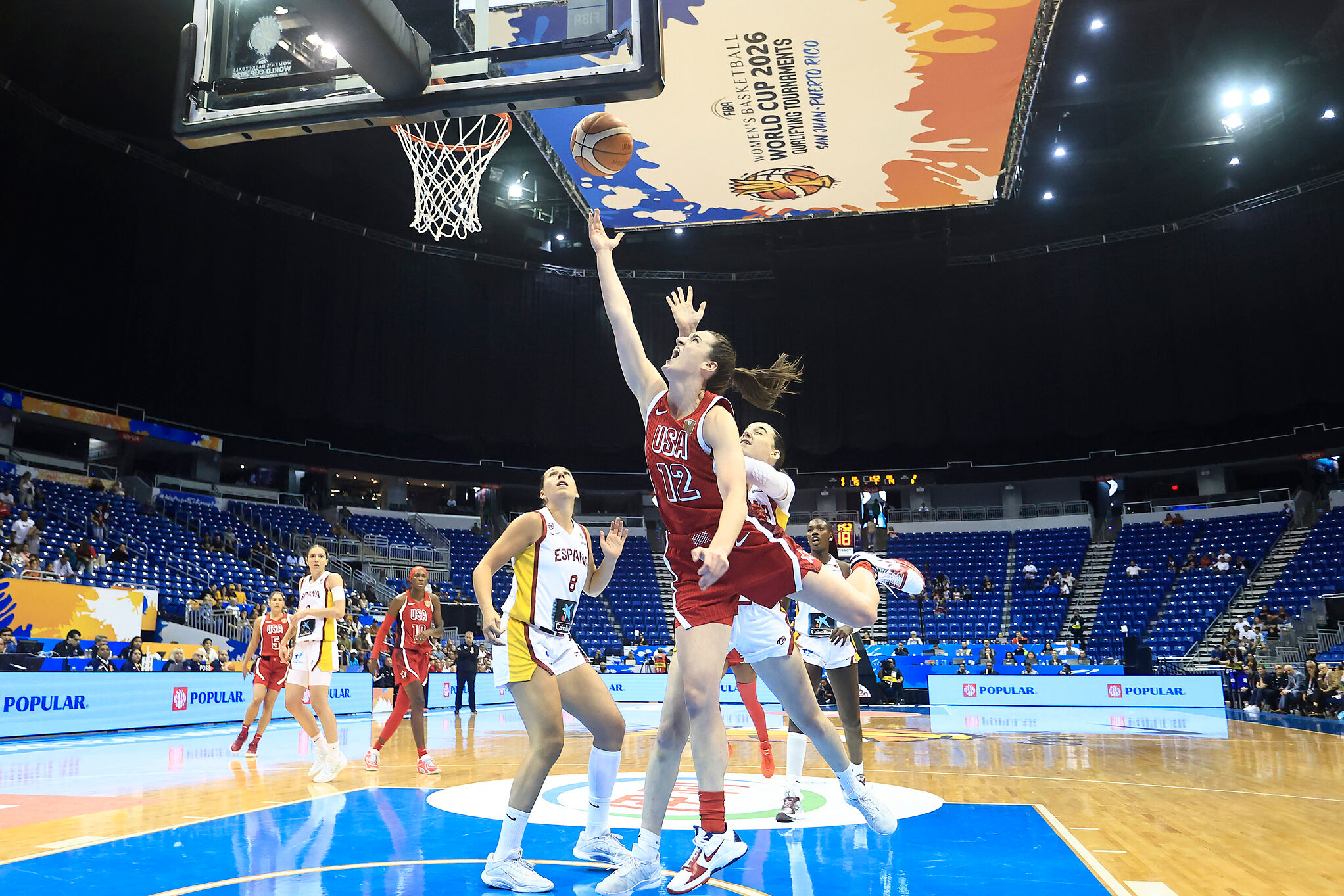 Clark goes to the basket with Team USA