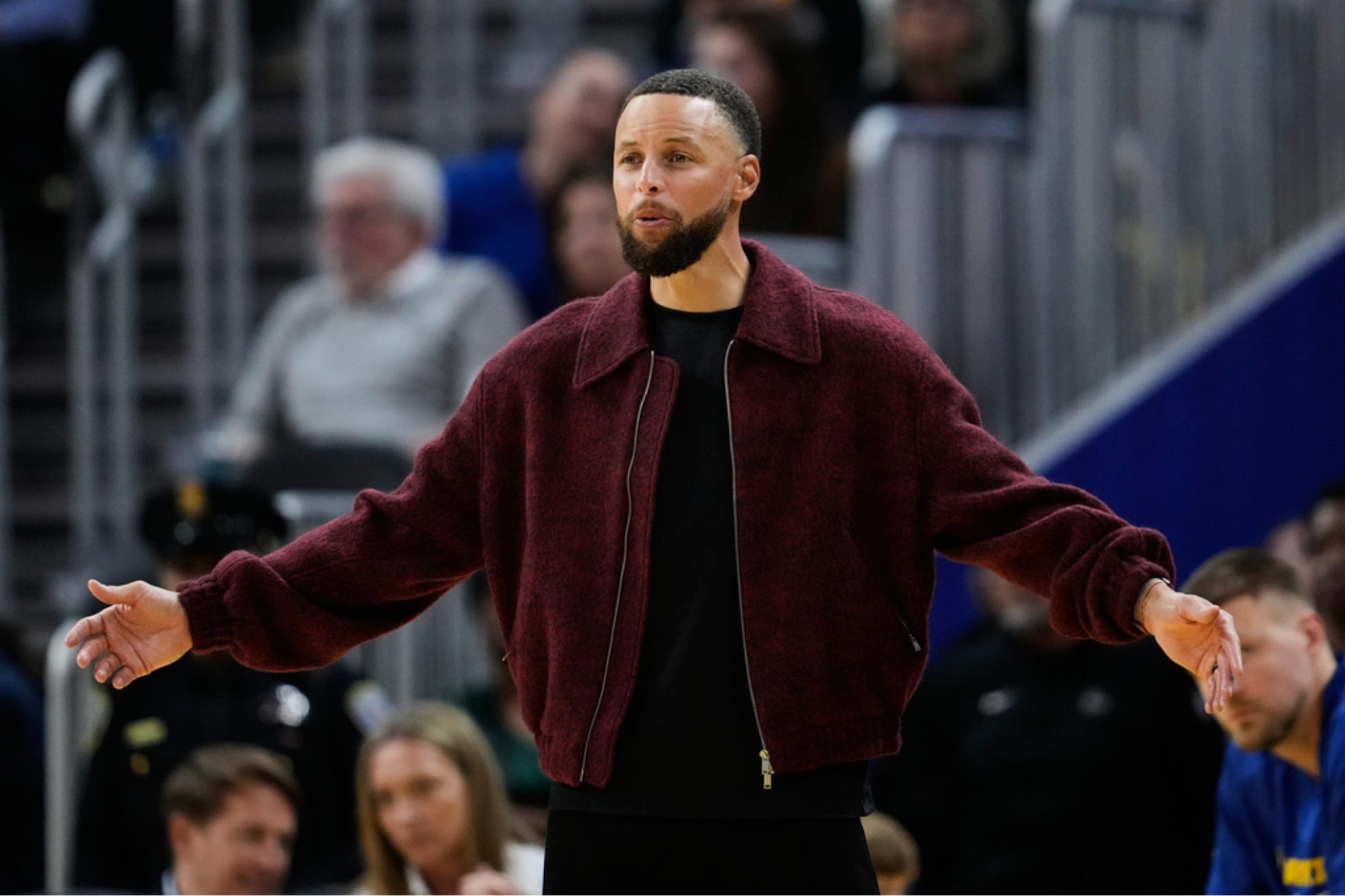 Golden State Warriors' Stephen Curry reacts