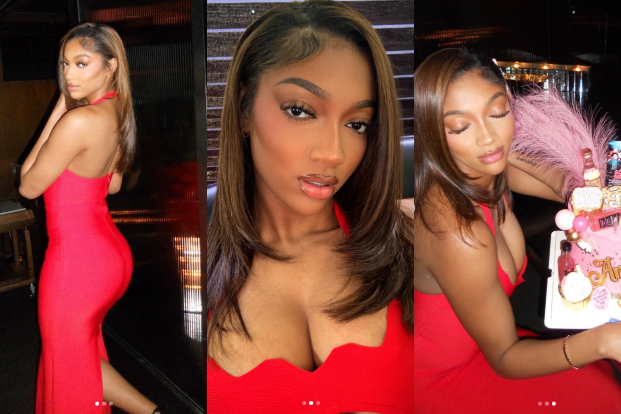 angel reese red dress Angel Reese drops three photos and the Internet loses it - Her red dress  and sassy caption stole the show