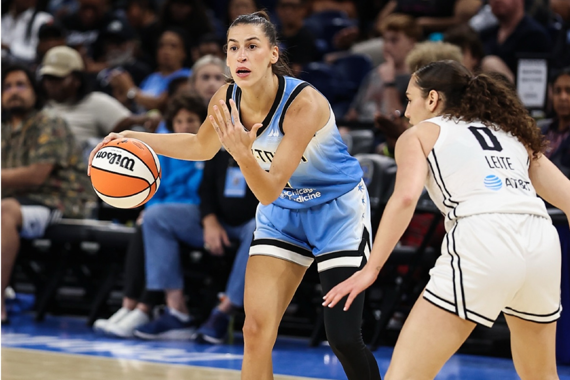 Friday's game between the Chicago Sky and the Golden State Valkyries was interrupted when a sex toy was thrown from the stands.