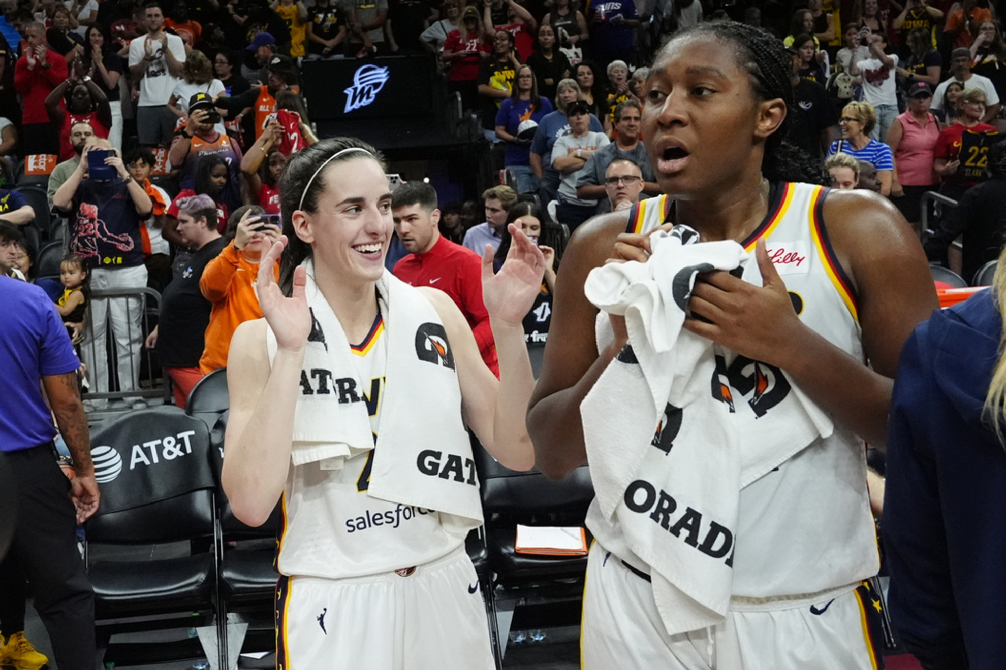 Caitlin Clark and Aliyah Boston of the Indiana Fever