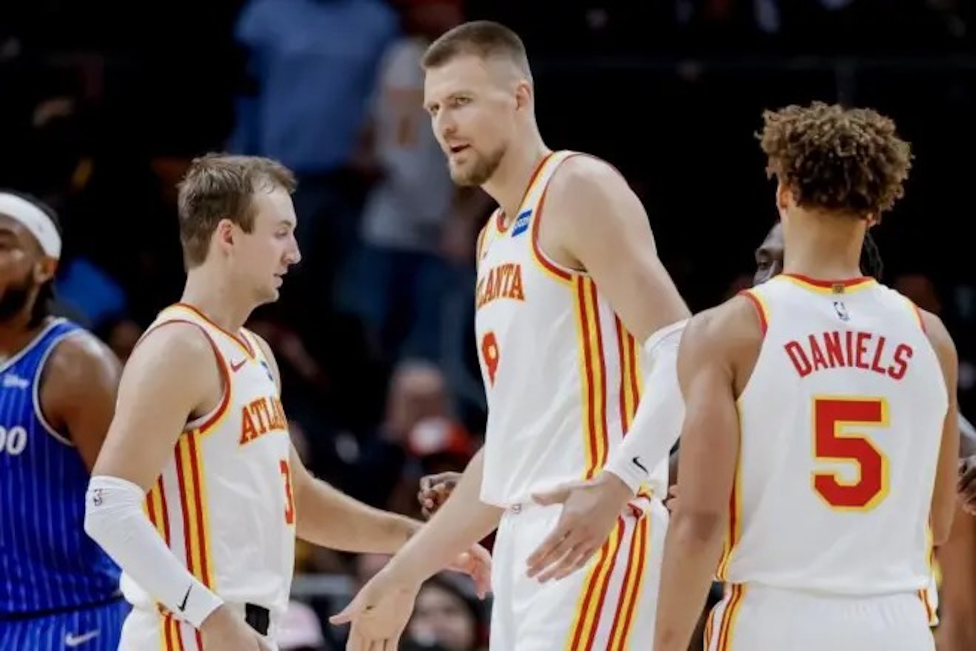 Atlanta Hawks players during a game.