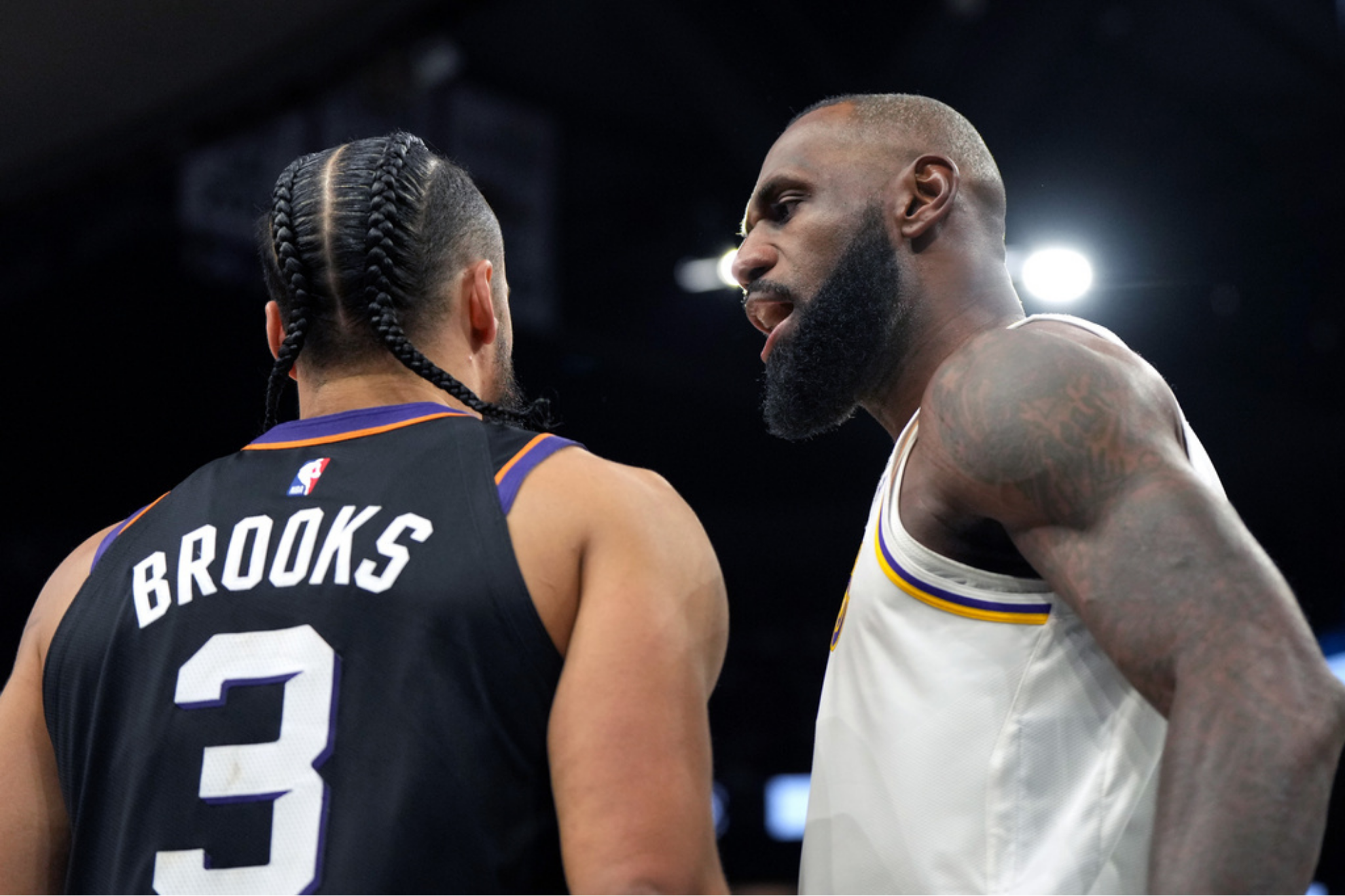 Los Angeles Lakers forward Lebron James and Phoenix Suns forward Dillon Brooks