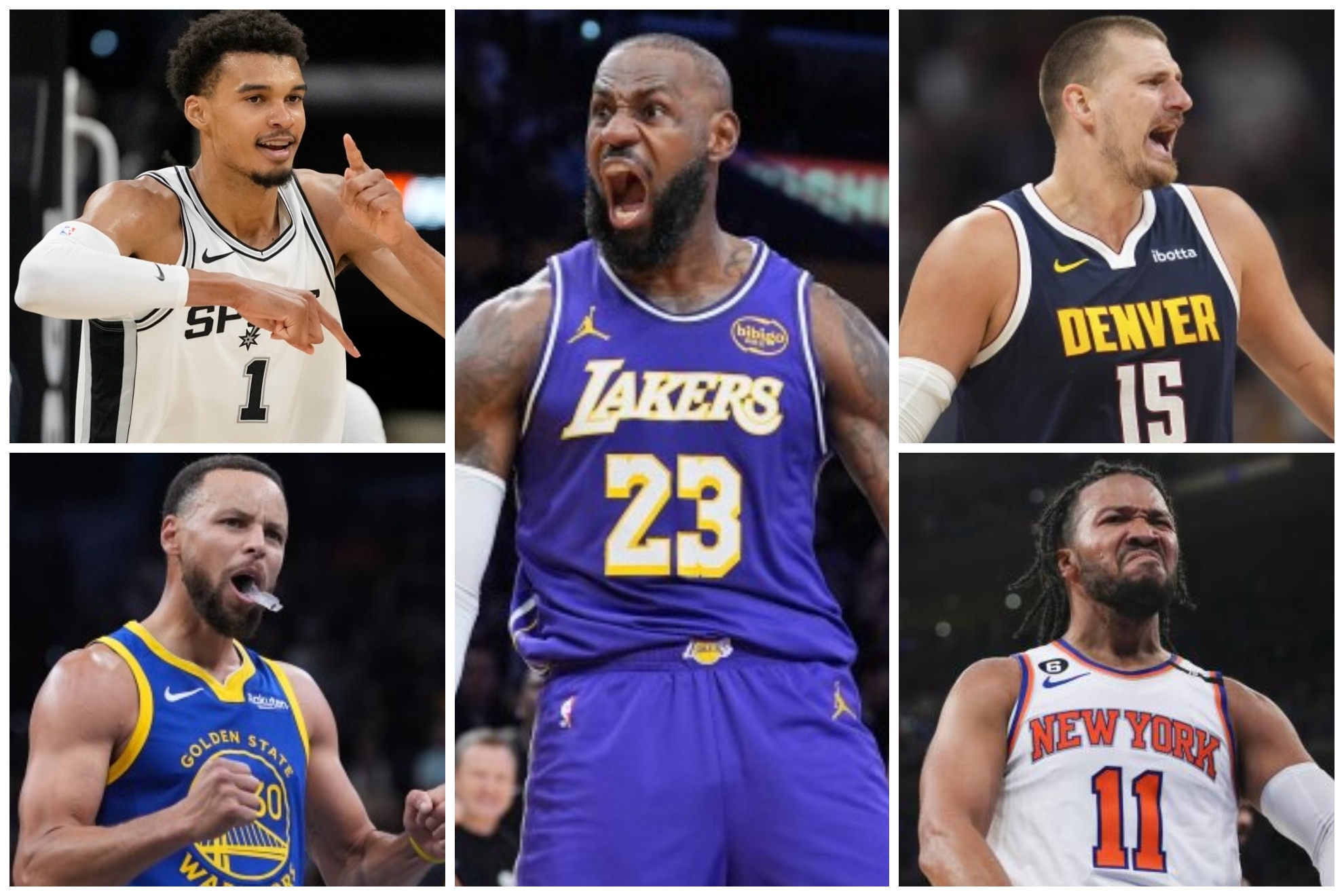 Victor Wembanyama, Stephen Curry, LeBron James, Nikola Joki and Jalen Brunson