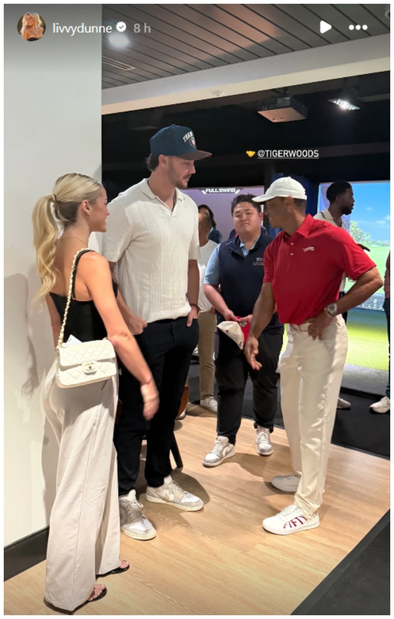 Olivia Dunne, alongside Paul Skenes, meets Tiger Woods
