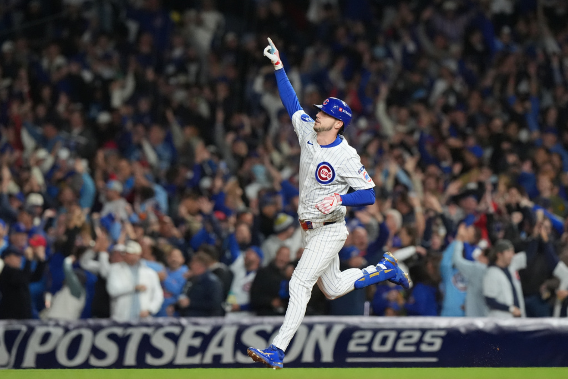 Chicago Cubs' Kyle Tucker (30) runs the bases after hitting a solo home run