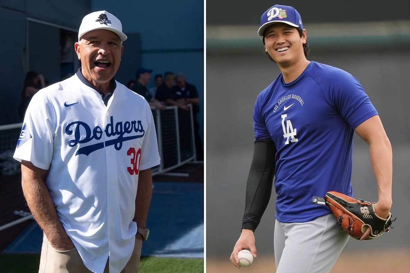 Los Angeles Dodgers' Shohei Ohtani (17) works out during spring training baseball.