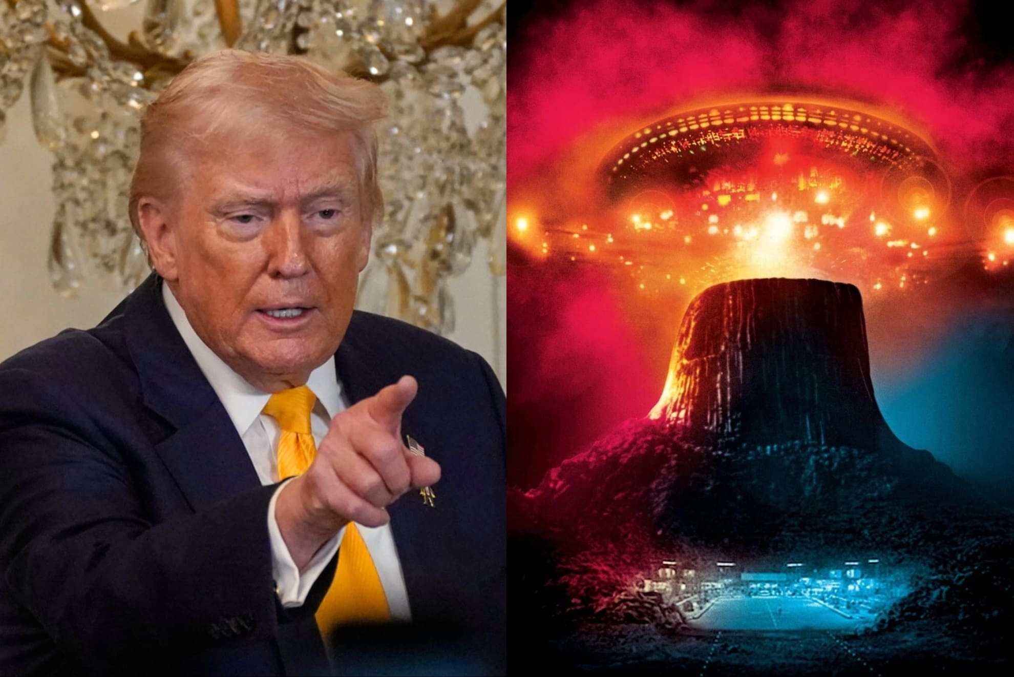 US President Donald Trump and a UFO&nbsp;