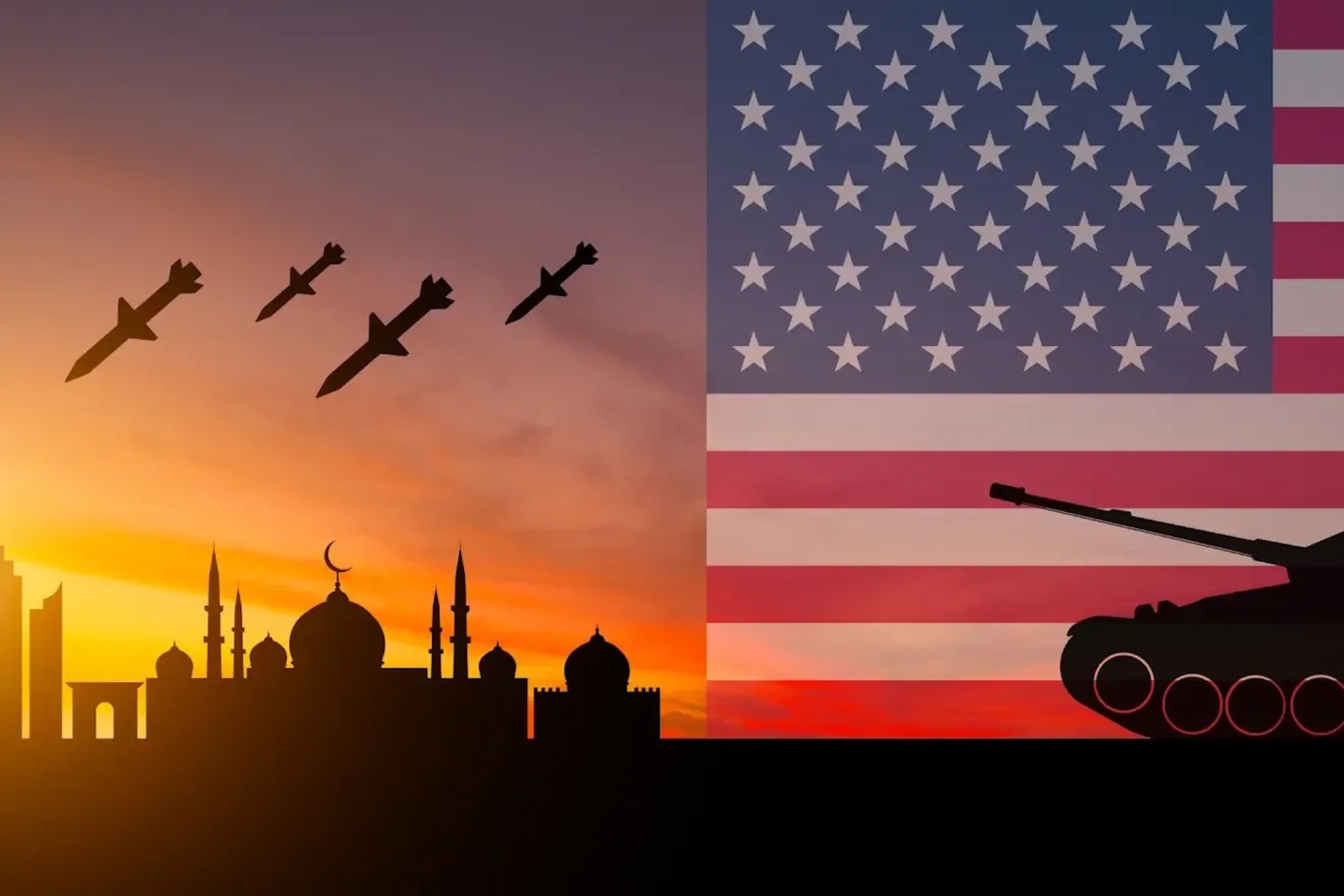 Illustration depicting tensions in the Middle East.