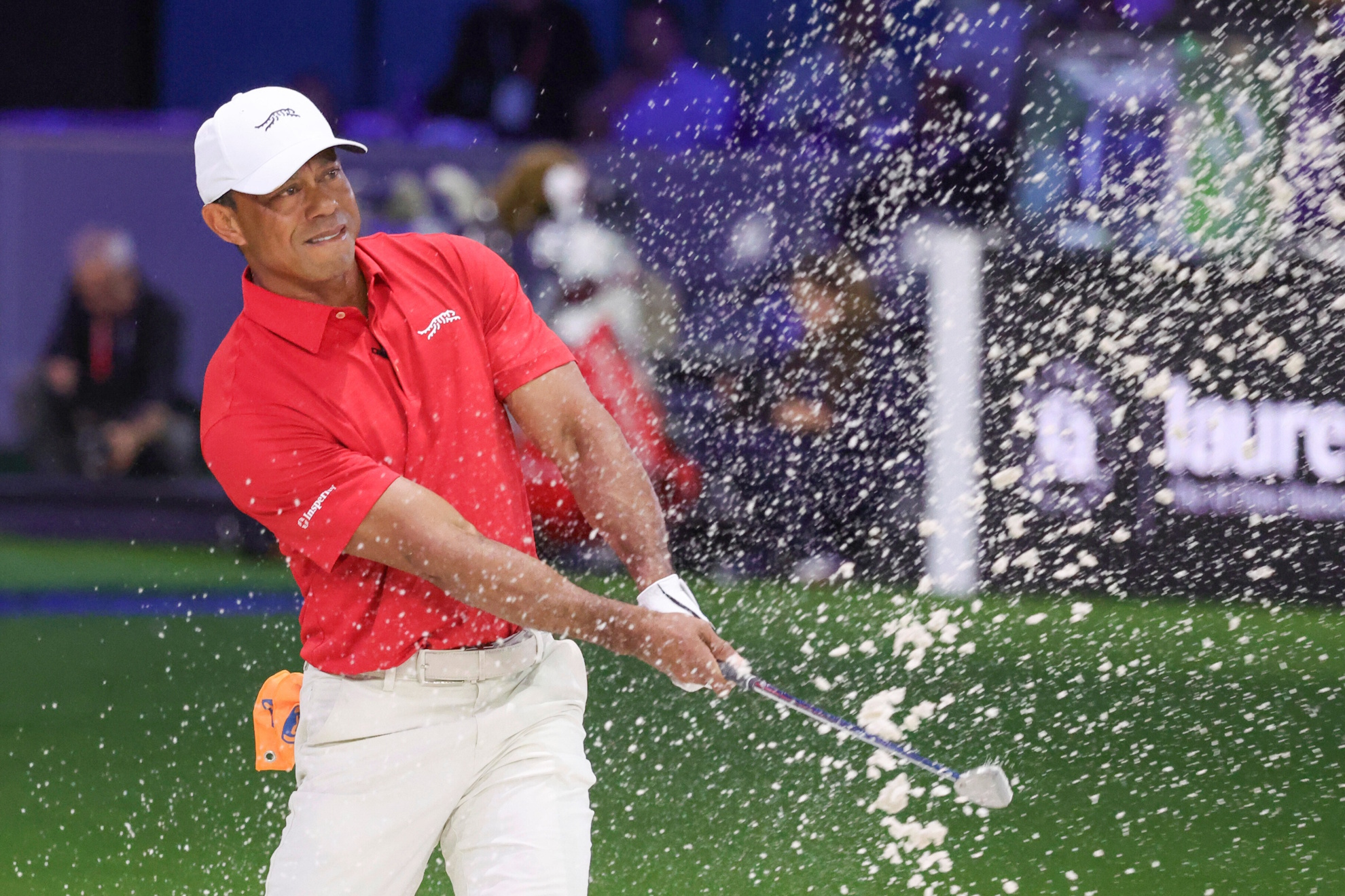 Tiger Woods during the TGL virtual league final in Florida.