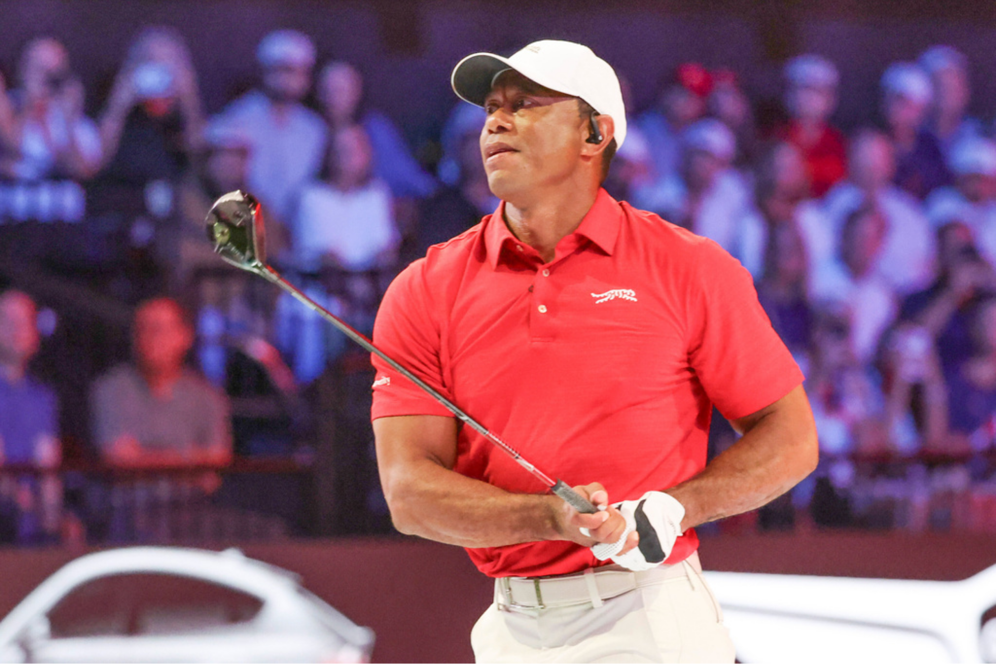 Tiger Woods of the Jupiter Links Golf Club plays his shot
