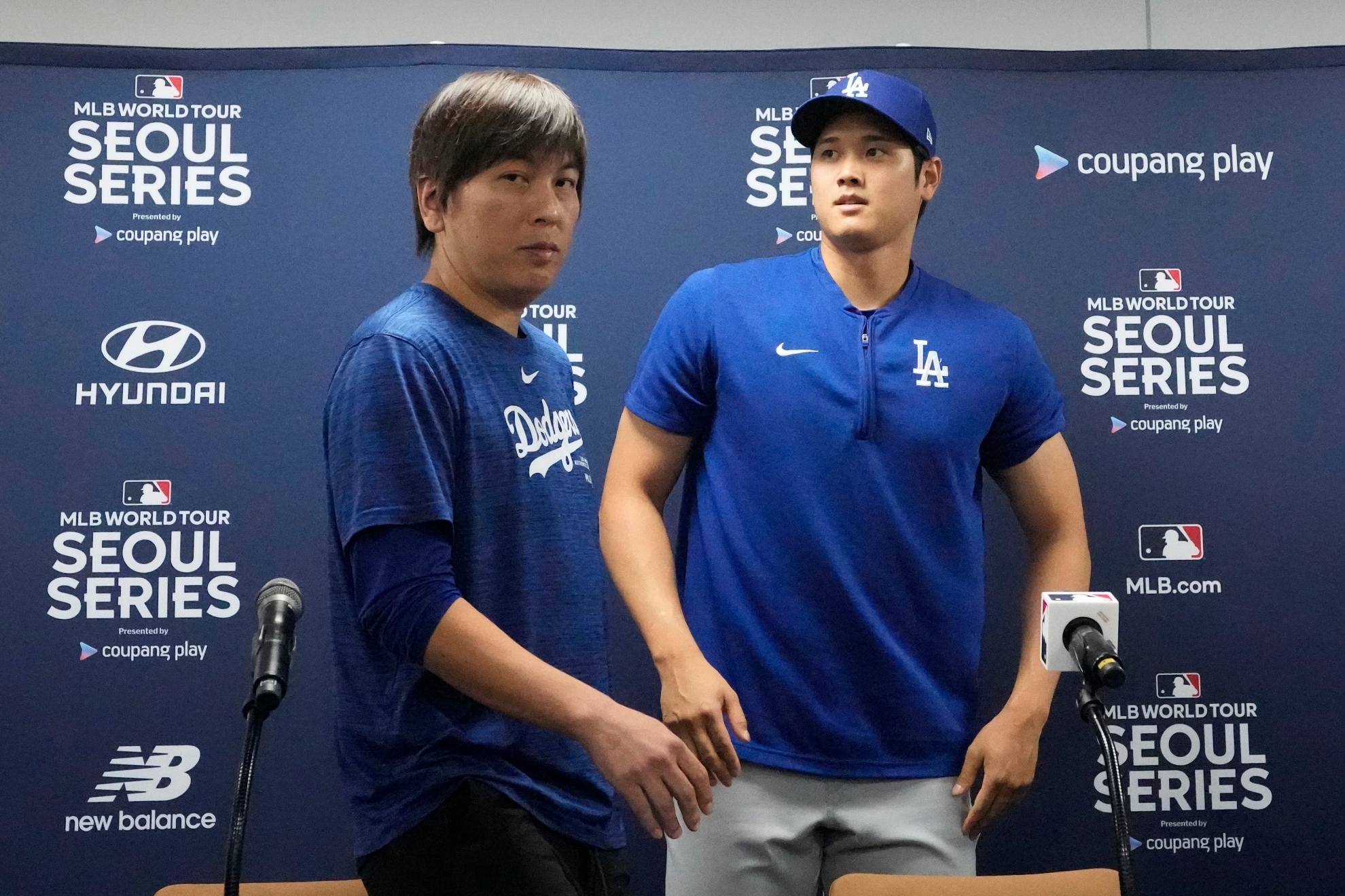 hohei Ohtani, right, and his interpreter, Ippei Mizuhara,