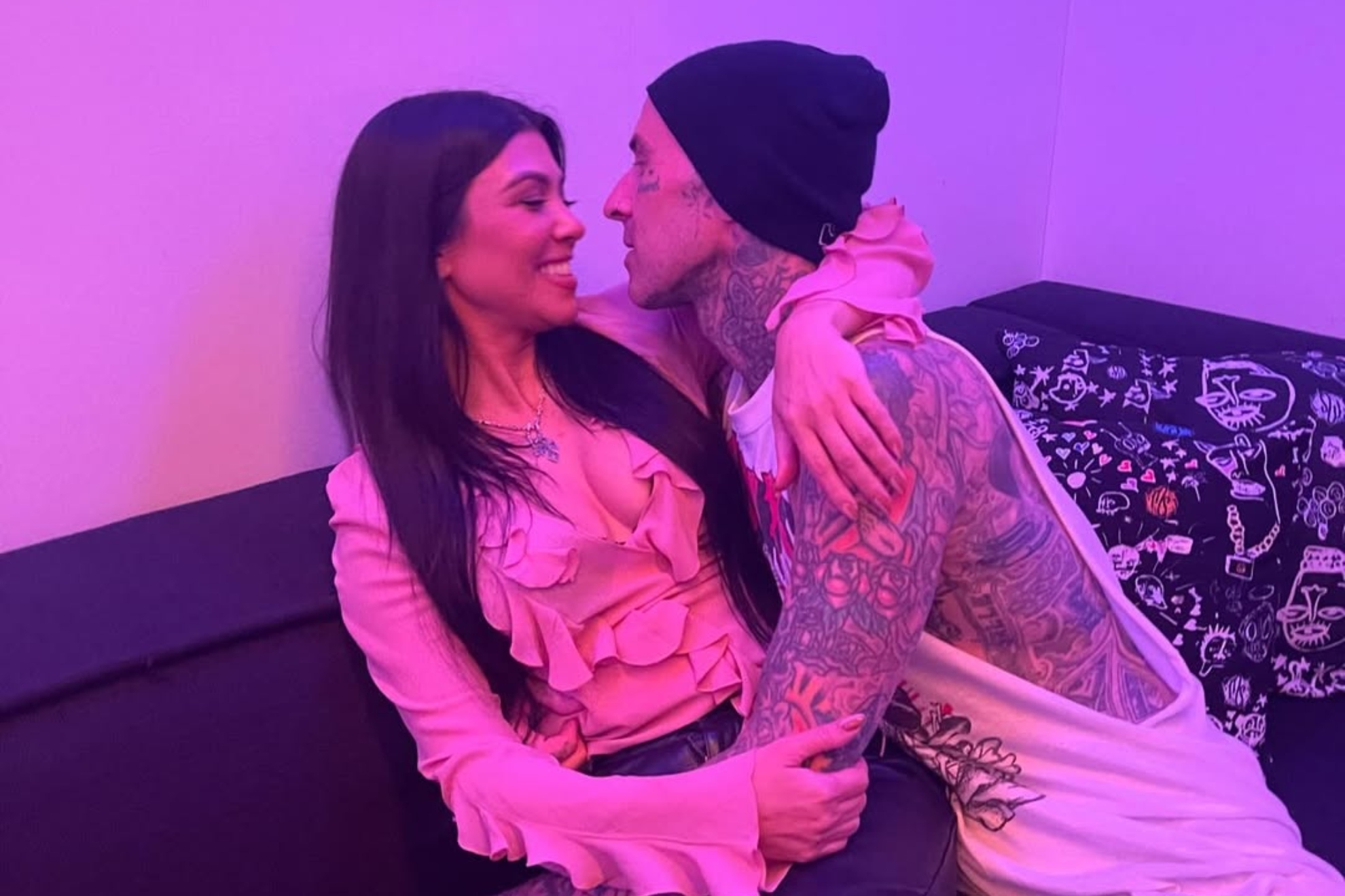 Kourtney Kardashian and Travis Barker Prove They're Still in the Honeymoon Phase at Super Bowl Party