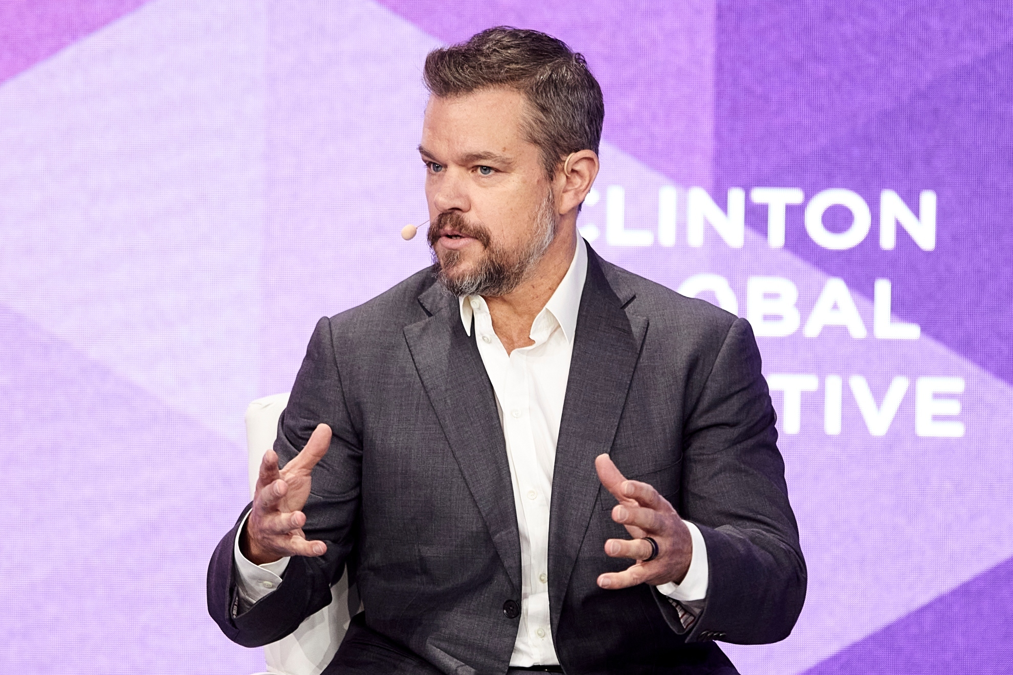 Matt Damon speaks at an event. LAPRESSE .