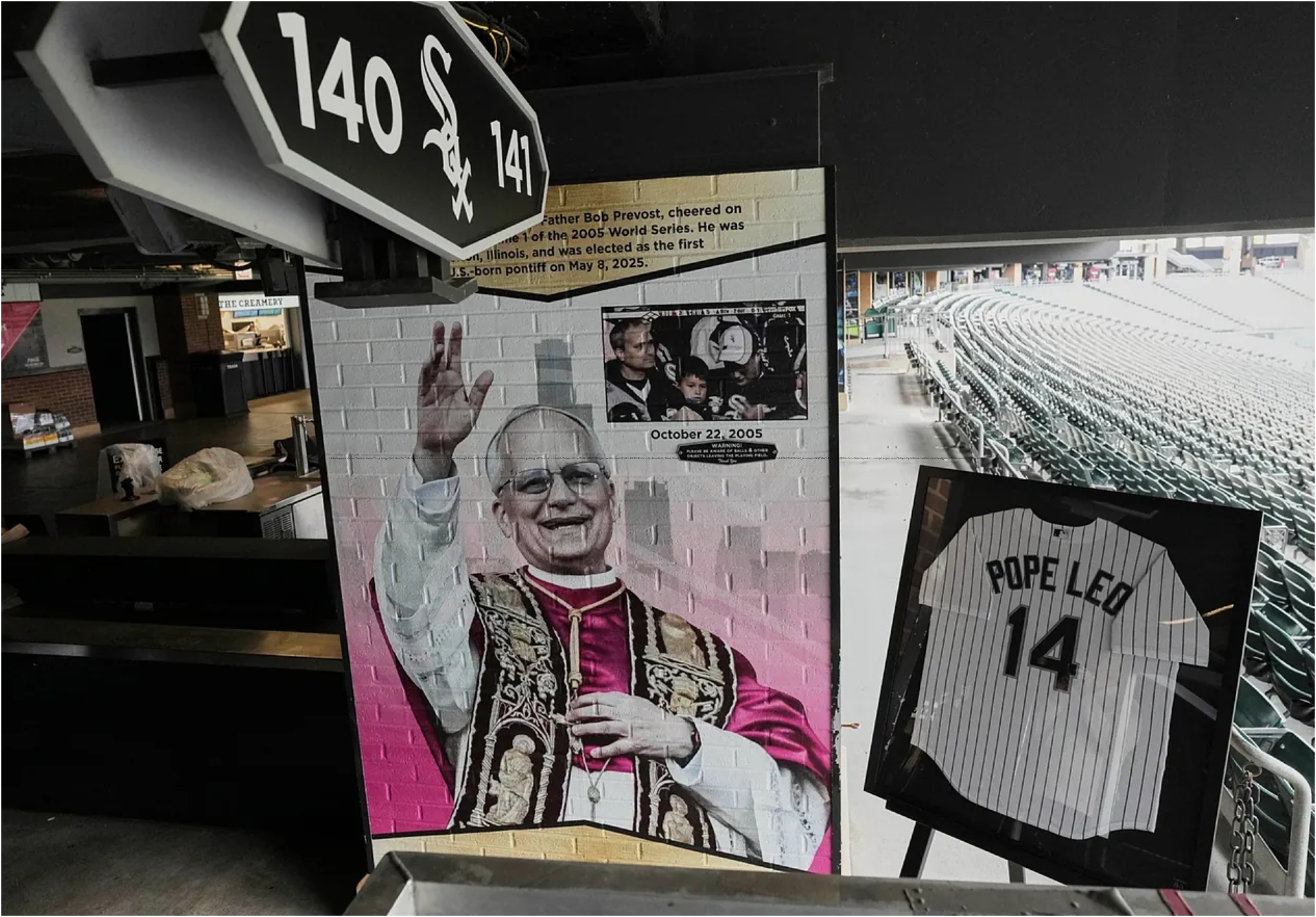 The White Sox celebrate the Pope's fondness for the team with a mural at the team's ballpark.
