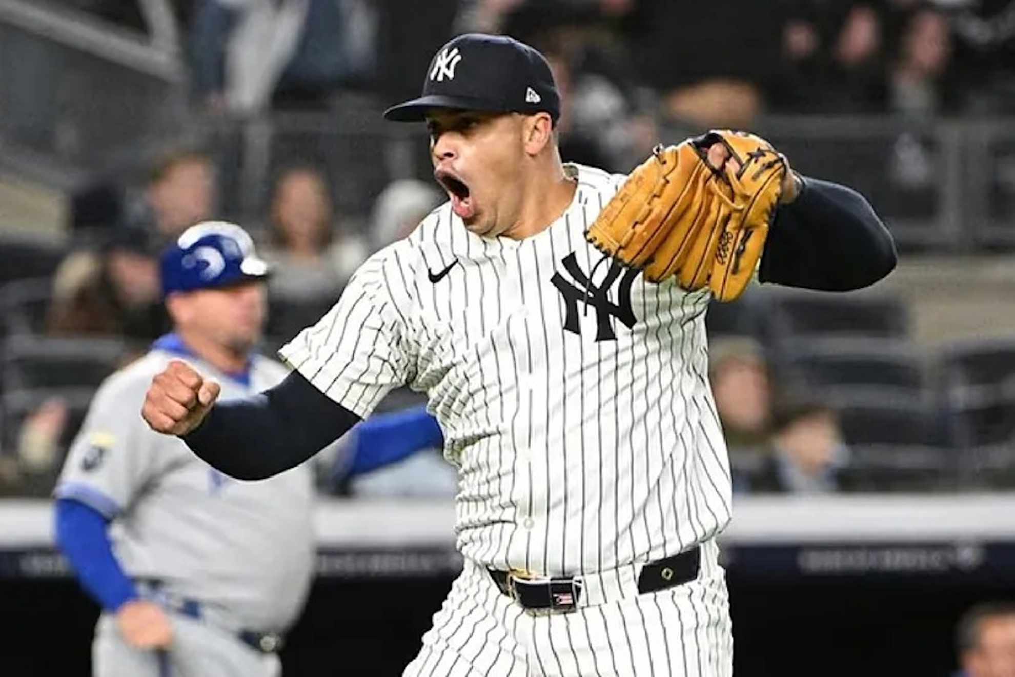 Fernando Cruz celebrating the seventh inning.