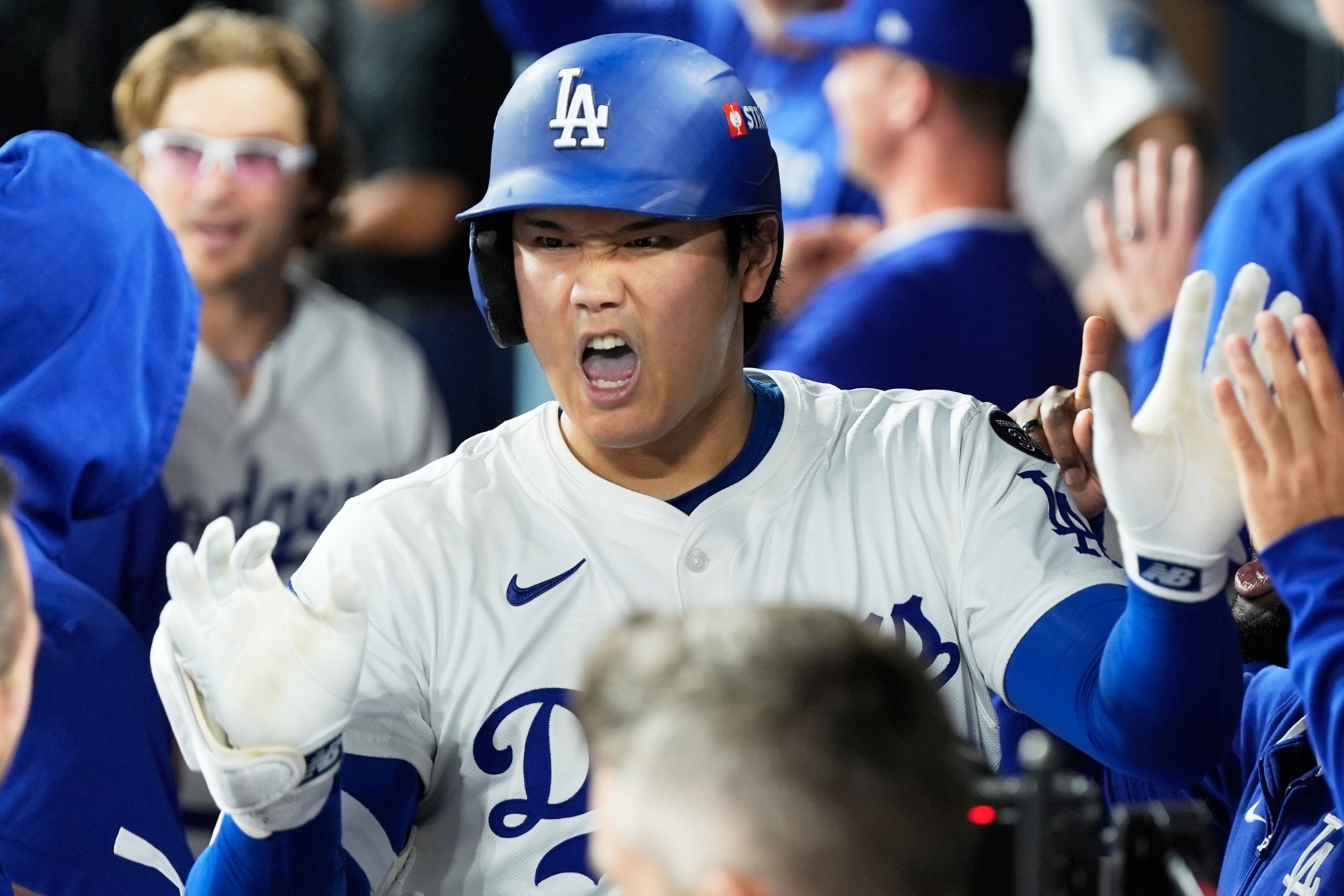 Shohei Ohtani celebrating