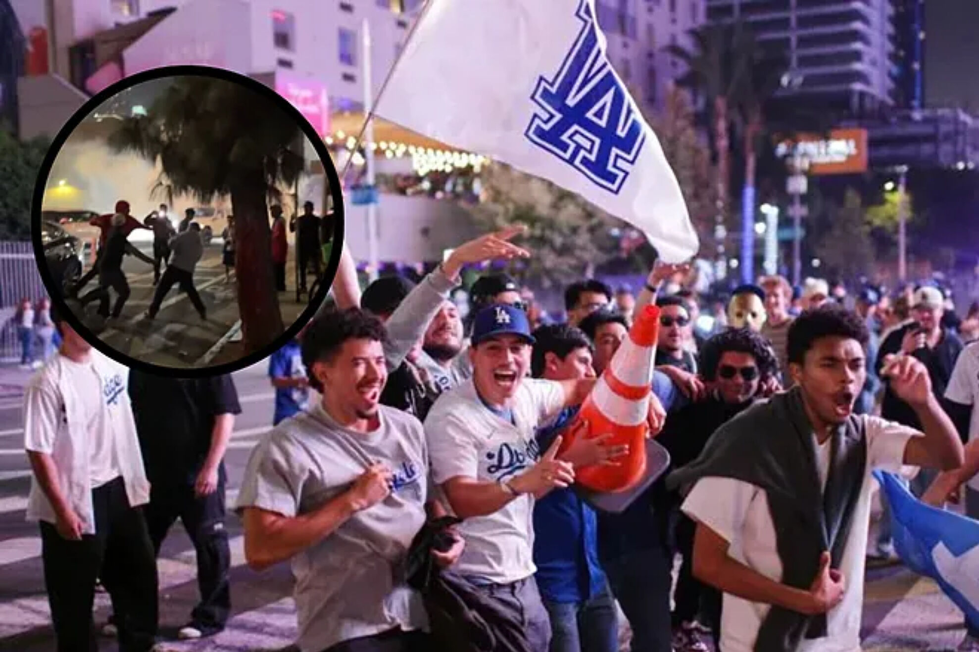 Dodgers fans caused trouble in the streets.