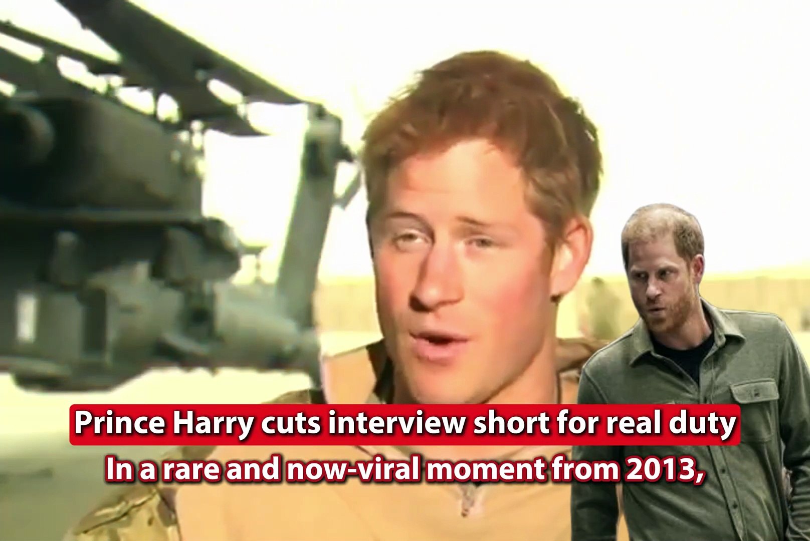 A historic video shows Prince Harry leaving a live TV interview in Afghanistan in 2013