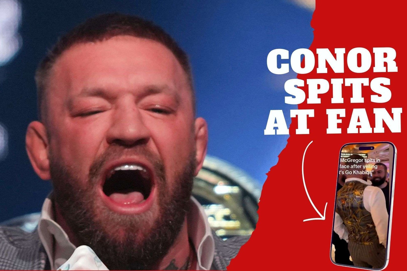 He lost control! Conor McGregor spits on a man after the person screamed "Let's Go Khabibs"