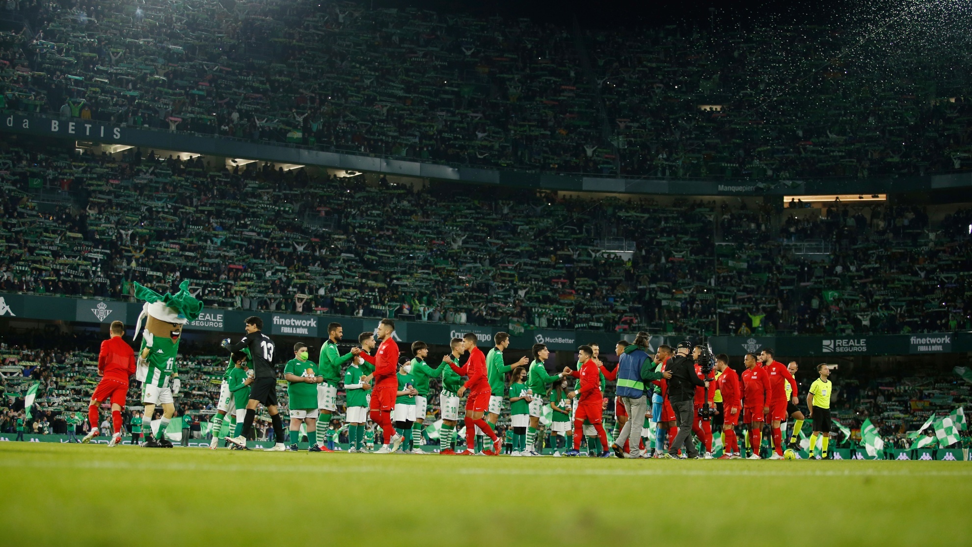 The Real Betis and Sevilla before most recent El Gran Derbi at the Estadio Benito Villamarin.